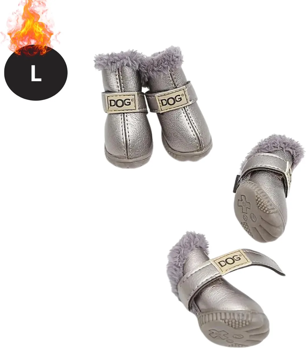 Hondenschoenen Pootbeschermer - Hondenschoenen - 4 Stuks - Hondenschoentjes - Pootbescherming Hond - Waterbestendig - Antislip - L de Nivard en Argent – photo produit