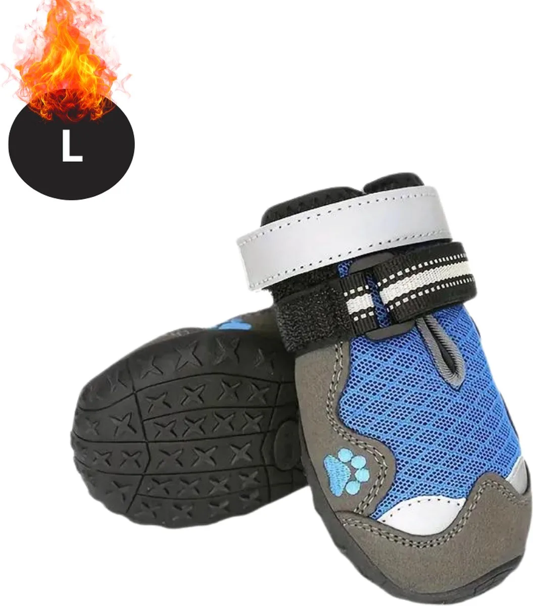 Hondenschoenen Pootbeschermer - Hondenschoenen - 4 Stuks - Hondenschoentjes - Pootbescherming Hond - Waterbestendig - Antislip - L de Nivard en Bleu – photo produit