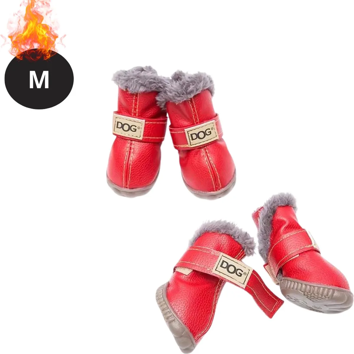 Hondenschoenen Pootbeschermer - Hondenschoenen - 4 Stuks - Hondenschoentjes - Pootbescherming Hond - Waterbestendig - Antislip - M de Nivard en Rouge – photo produit