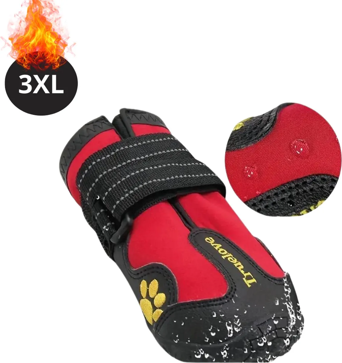 Hondenschoenen Pootbeschermer - Hondenschoenen - 4 Stuks - Hondenschoentjes - Pootbescherming Hond - Waterbestendig - Antislip - 3XL de Nivard en Rouge – photo produit