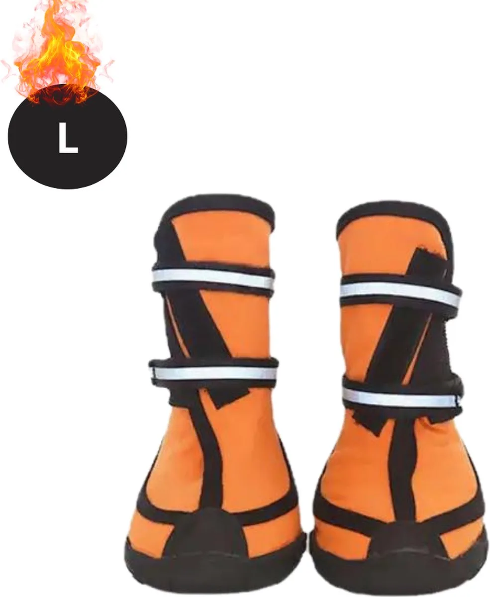 Hondenschoenen Pootbeschermer - Hondenschoenen - 4 Stuks - Hondenschoentjes - Pootbescherming Hond - Waterbestendig - Antislip - L de Nivard en Orange – photo produit