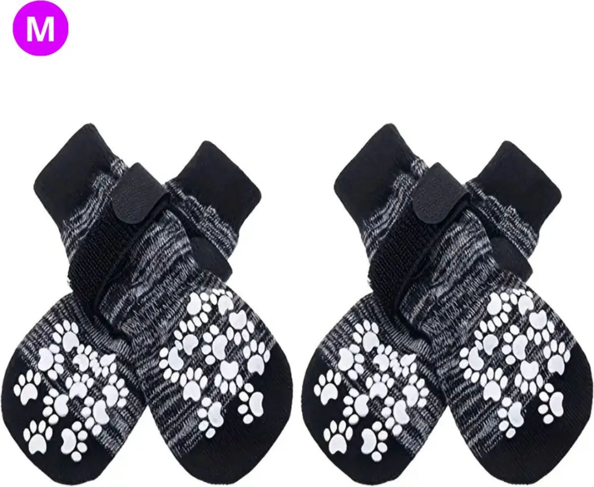 Hondenschoenen Pootbeschermer - Hondenschoenen - 4 Stuks - Hondenschoentjes - Pootbescherming Hond - M van Nivard in Grijs – productfoto