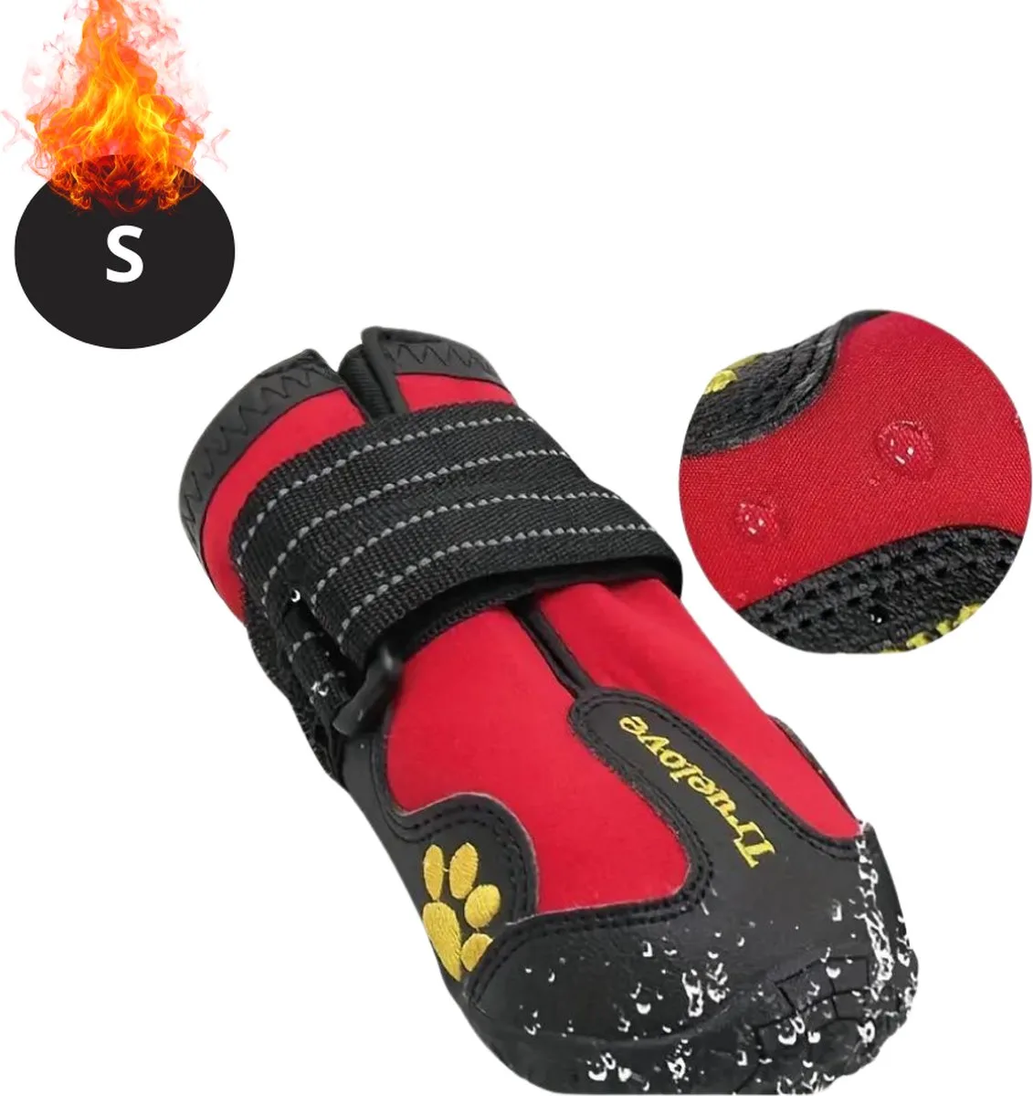 Hondenschoenen Pootbeschermer - Hondenschoenen - 4 Stuks - Hondenschoentjes - Pootbescherming Hond - Waterbestendig - Antislip - S de Nivard en Rouge – photo produit