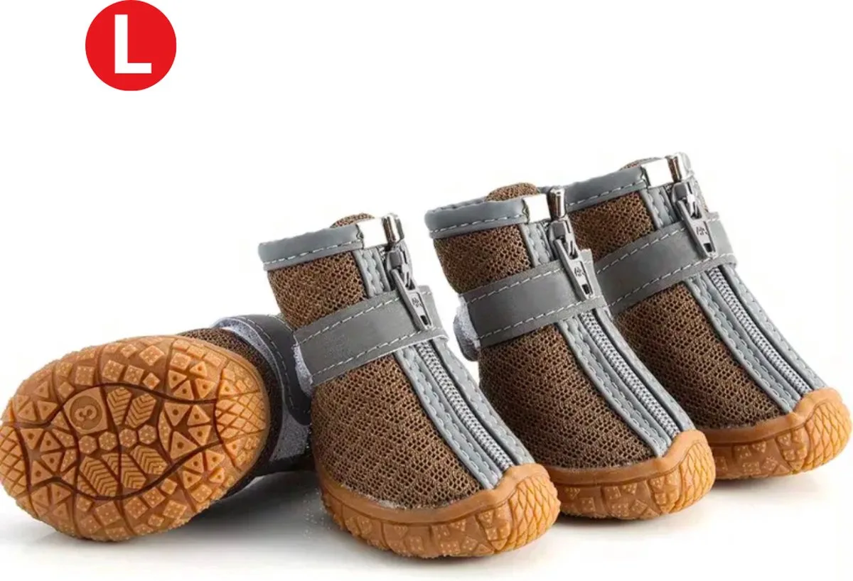 Hondenschoenen Pootbeschermer - Hondenschoenen - 4 Stuks - Hondenschoentjes - Pootbescherming Hond - Anti Slip - L van Nivard in Geel – productfoto