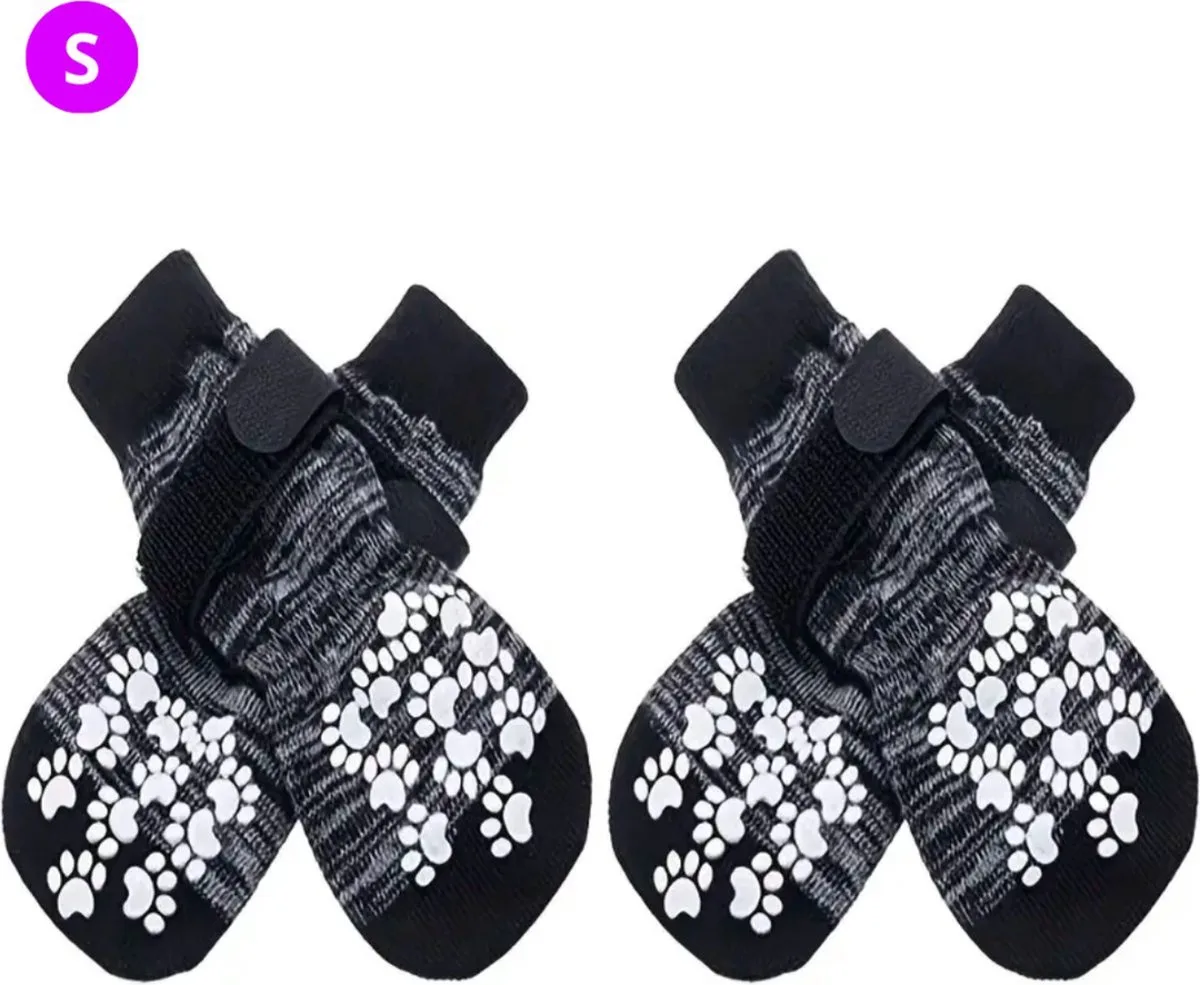 Hondenschoenen Pootbeschermer - Hondenschoenen - 4 Stuks - Hondenschoentjes - Pootbescherming Hond - S van Nivard in Grijs – productfoto