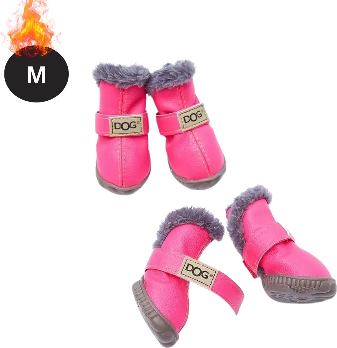Hondenschoenen Pootbeschermer - Hondenschoenen - 4 Stuks - Hondenschoentjes - Pootbescherming Hond - Waterbestendig - Antislip - M de Nivard en Rose – photo produit