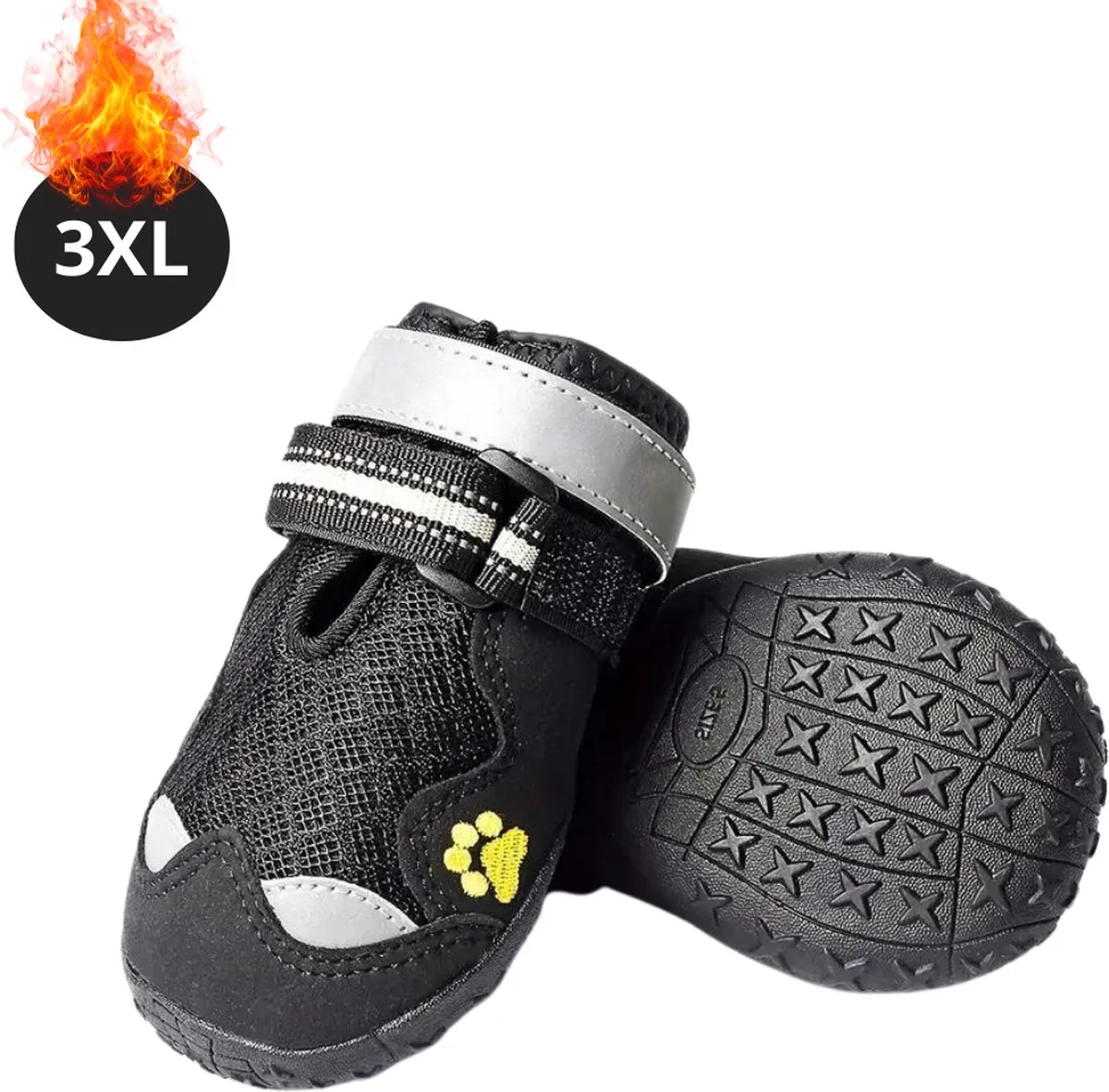 Hondenschoenen Pootbeschermer - Hondenschoenen - 4 Stuks - Hondenschoentjes - Pootbescherming Hond - Waterbestendig - Antislip - 3XL van Nivard in Zwart – productfoto