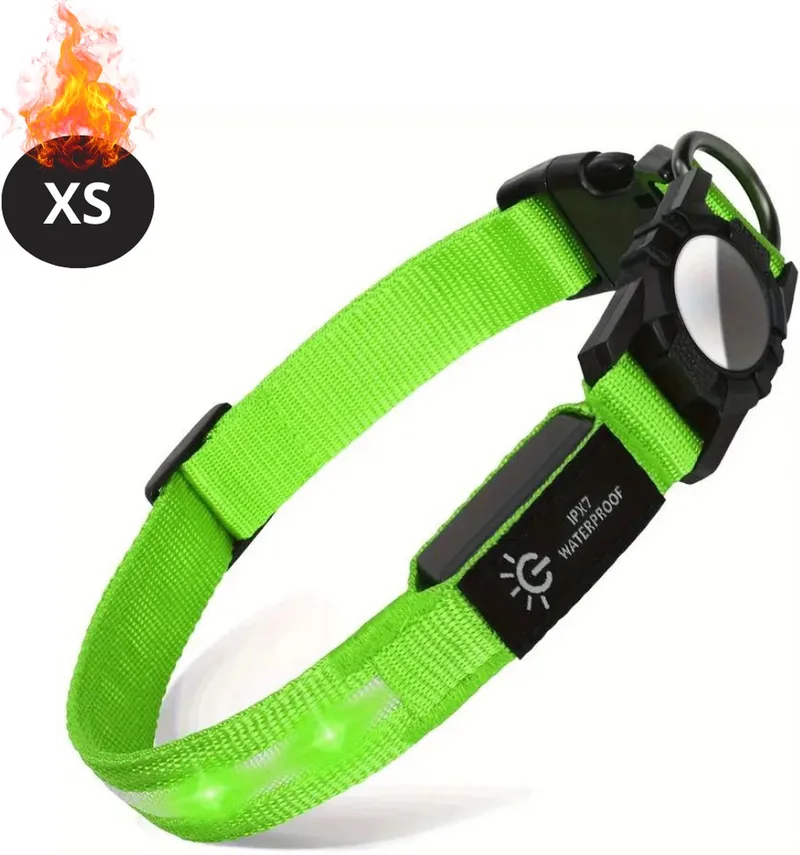 Lichtgevende Halsband - Verlichte Halsband - Lichtgevend - Hond - Kat - Lampje - Hondenhalsband Led - Oplaadbaar - XS by Nivard in Green – product photo