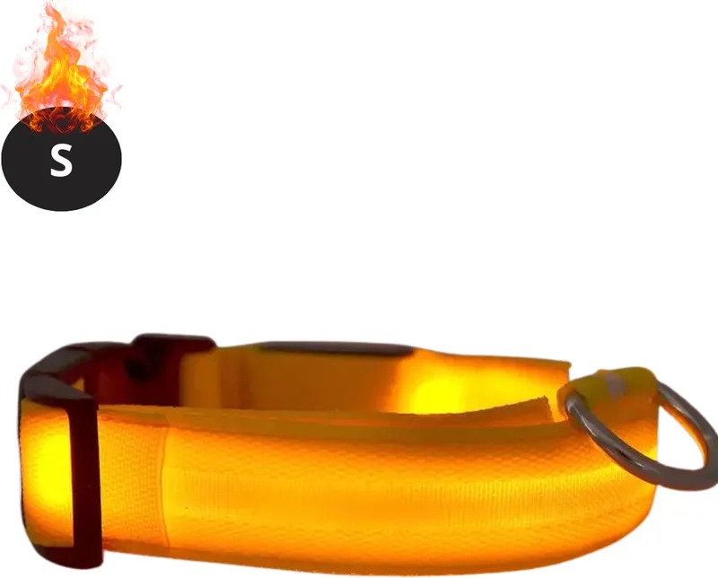 Lichtgevende Halsband - Verlichte Halsband - Lichtgevend - Hond - Kat - Lampje - Hondenhalsband Led - Oranje - S de Nivard – photo produit