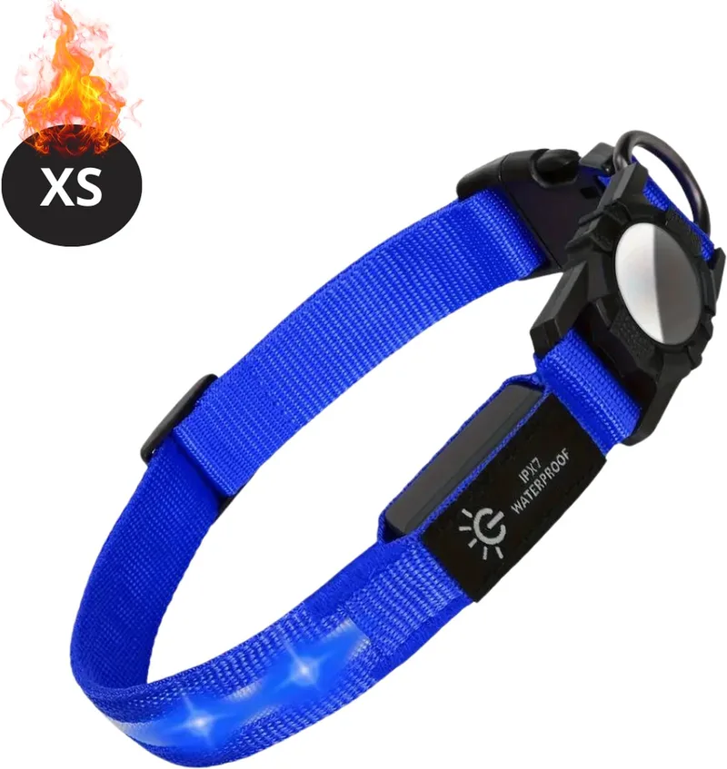 Lichtgevende Halsband - Verlichte Halsband - Lichtgevend - Hond - Kat - Lampje - Hondenhalsband Led - Oplaadbaar - Blauw - XS by Nivard – product photo