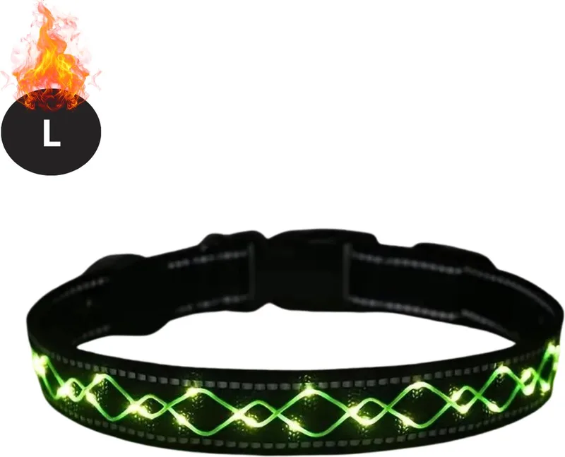 Lichtgevende Halsband - Verlichte Halsband - Lichtgevend - Hond - Kat - Lampje - Hondenhalsband Led - Oplaadbaar - Groen - L by Nivard – product photo