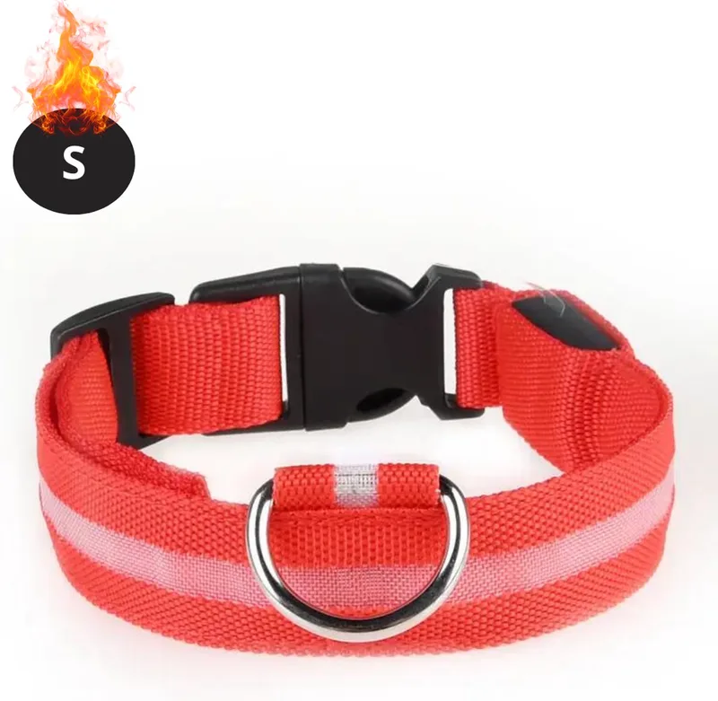 Lichtgevende Halsband - Verlichte Halsband - Lichtgevend - Hond - Kat - Lampje - Hondenhalsband Led - S by Nivard in Red – product photo