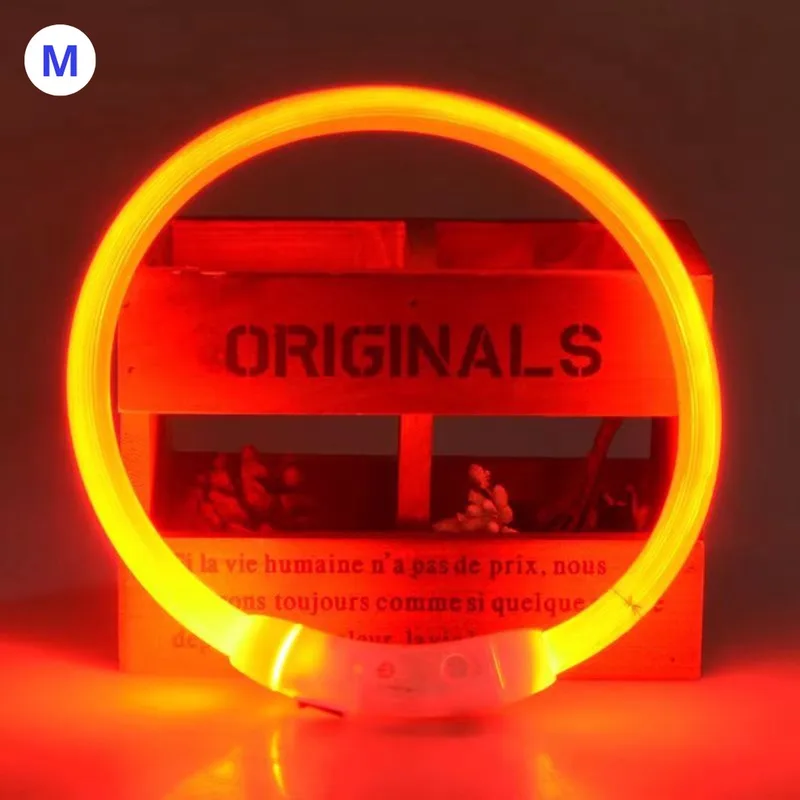 Lichtgevende Halsband - Verlichte Halsband - Lichtgevend - Hond - Kat - Lampje - Hondenhalsband Led - Oplaadbaar - M de Nivard en Orange – photo produit
