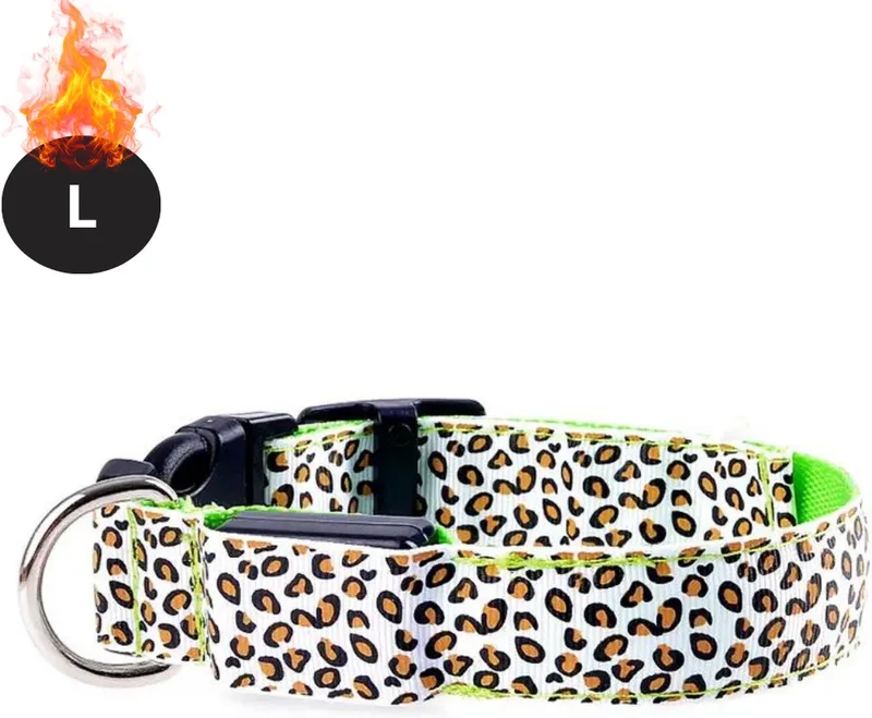 Lichtgevende Halsband - Verlichte Halsband - Lichtgevend - Hond - Kat - Lampje - Hondenhalsband Led - Oplaadbaar - Groen - L by Nivard – product photo