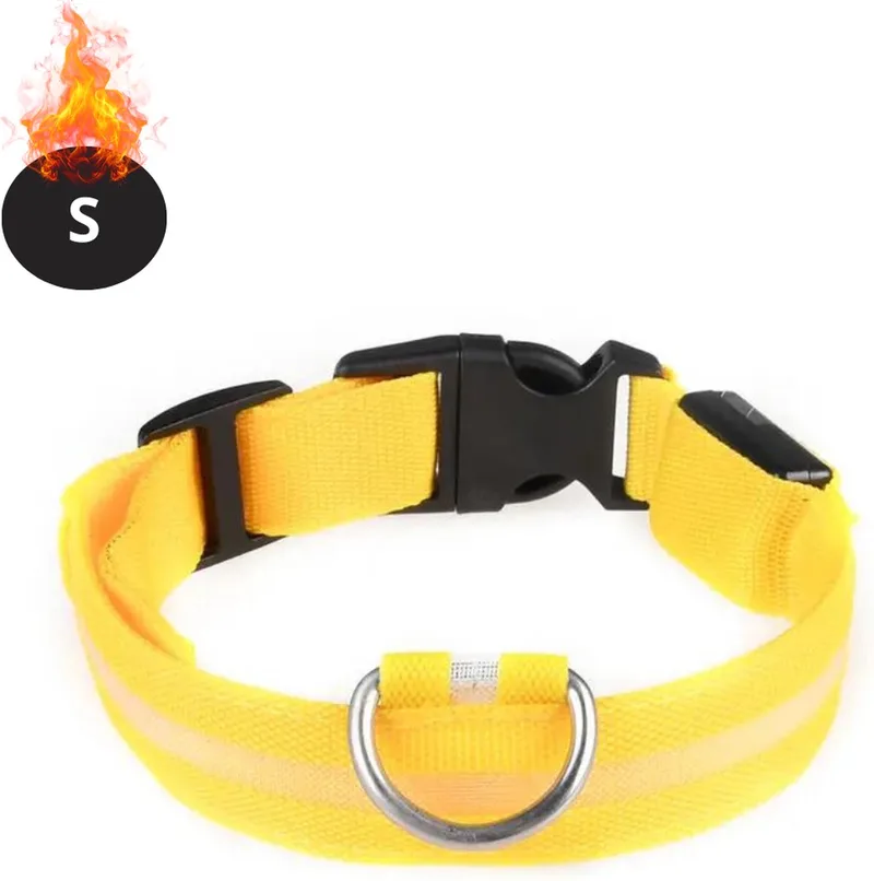Lichtgevende Halsband - Verlichte Halsband - Lichtgevend - Hond - Kat - Lampje - Hondenhalsband Led - S by Nivard in Yellow – product photo