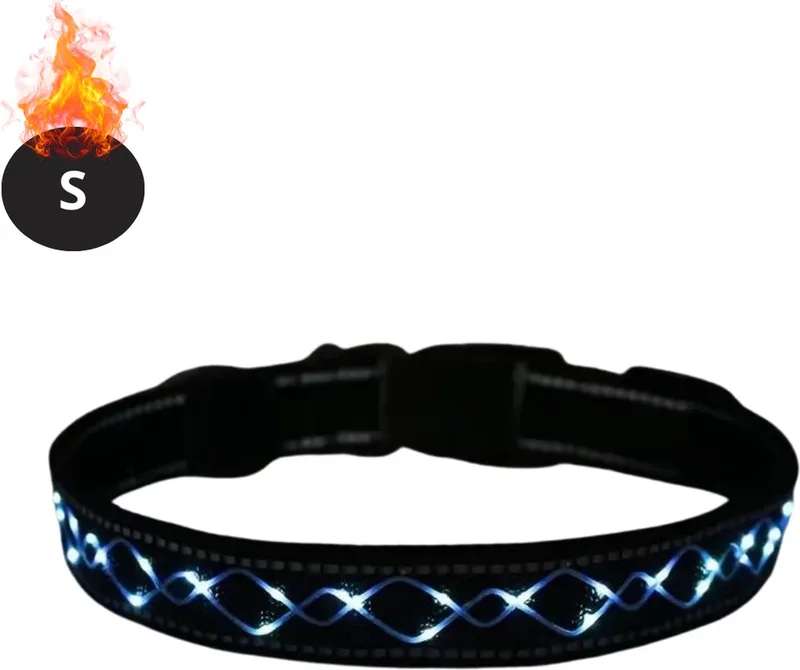 Lichtgevende Halsband - Verlichte Halsband - Lichtgevend - Hond - Kat - Lampje - Hondenhalsband Led - Oplaadbaar - Blauw - S de Nivard – photo produit