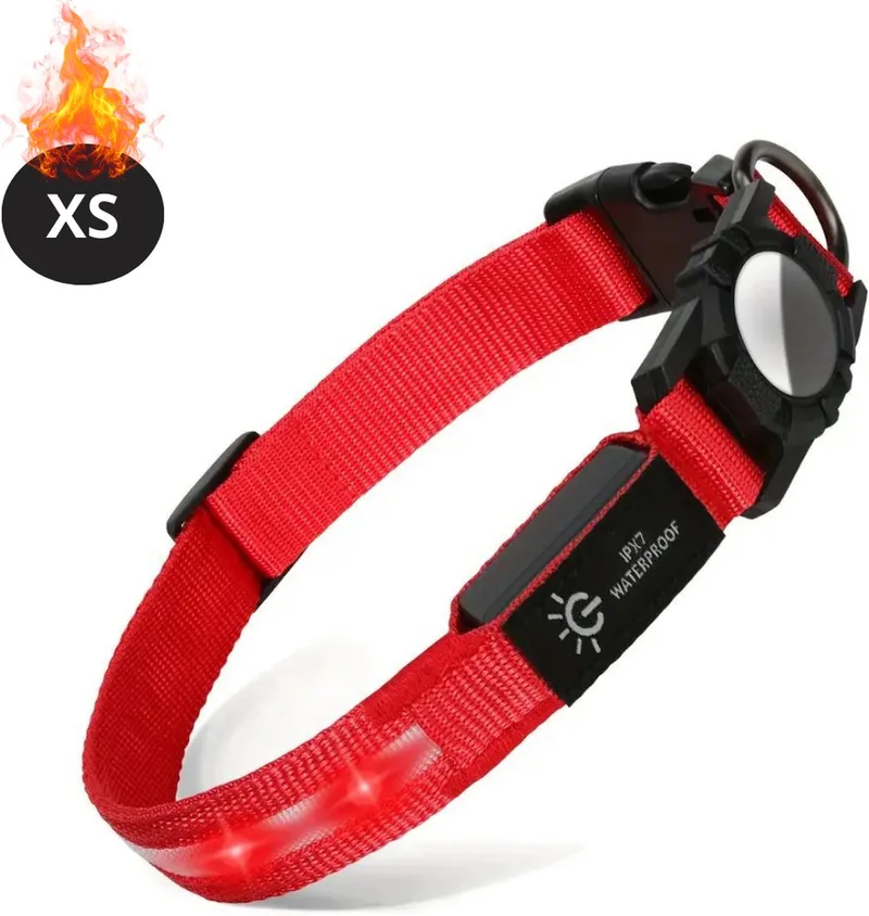 Lichtgevende Halsband - Verlichte Halsband - Lichtgevend - Hond - Kat - Lampje - Hondenhalsband Led - Oplaadbaar - Rood - XS by Nivard – product photo