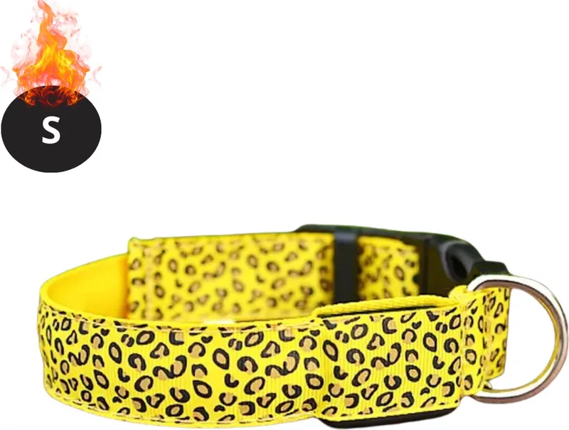 Lichtgevende Halsband - Verlichte Halsband - Lichtgevend - Hond - Kat - Lampje - Hondenhalsband Led - Oplaadbaar - Geel - S de Nivard – photo produit