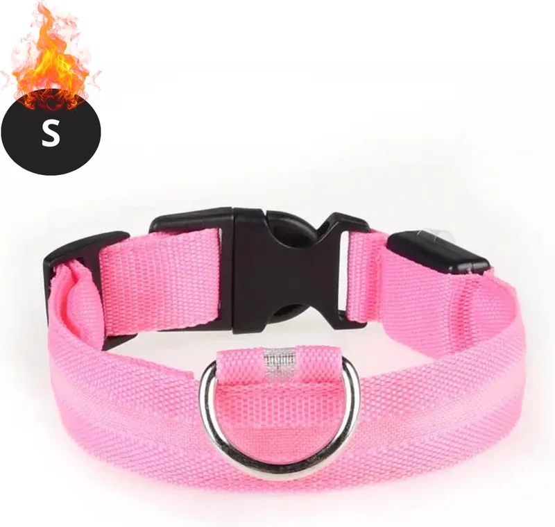 Lichtgevende Halsband - Verlichte Halsband - Lichtgevend - Hond - Kat - Lampje - Hondenhalsband Led - Roze - S von Nivard – Produktfoto
