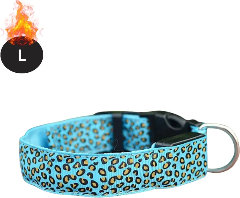 Lichtgevende Halsband - Verlichte Halsband - Lichtgevend - Hond - Kat - Lampje - Hondenhalsband Led - Oplaadbaar - Blauw - L by Nivard – product photo
