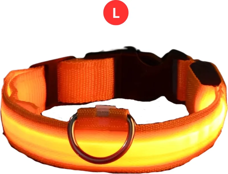 Lichtgevende Halsband - Verlichte Halsband - Lichtgevend - Hond - Kat - Lampje - Hondenhalsband Led - Nekband - L by Nivard in Orange – product photo
