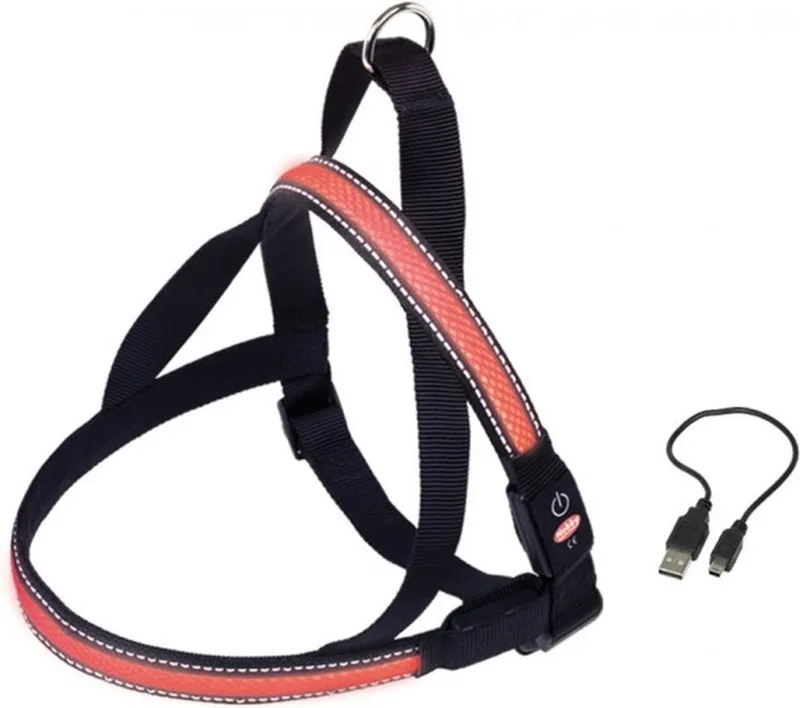Lichtgevende Tuig - Hond - Buikband: 80 tot 100 cm - Borstband: 56 cm fra Nobby i Rød – produktbillede