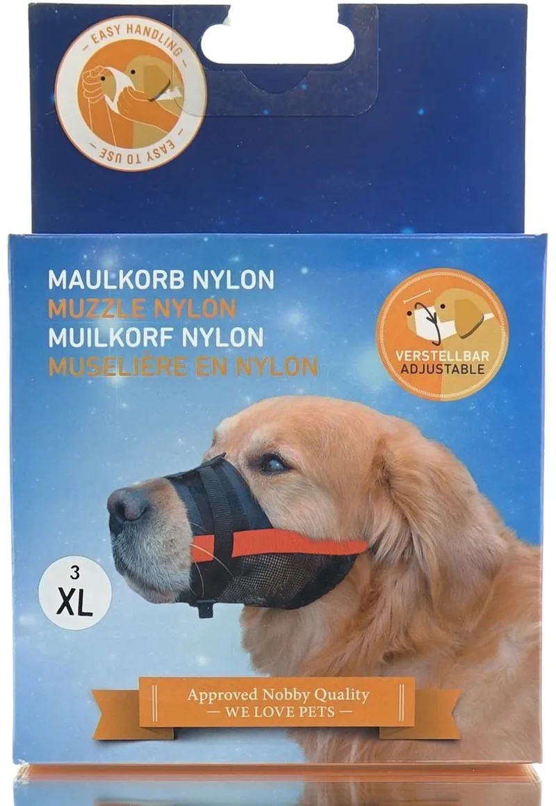 Muilkorf L en Rood Maat 3 20-27 cm - Nylon by Nobby in Black – product photo
