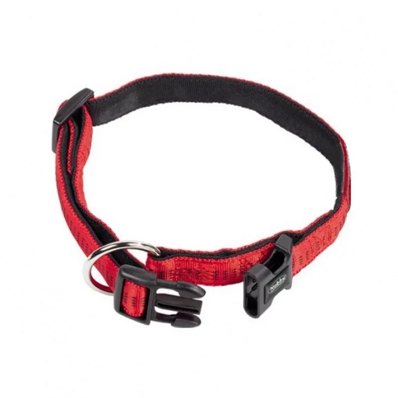 Soft Grip Hondenhalsband - Nylon - Gevoerd - Maat: XS-S - Breedte: 15 mm - Nekomtrek: 25 - 35 cm (GELIEVE VOOR BESTELLEN OPMETEN) de Nobby en Rouge – photo produit