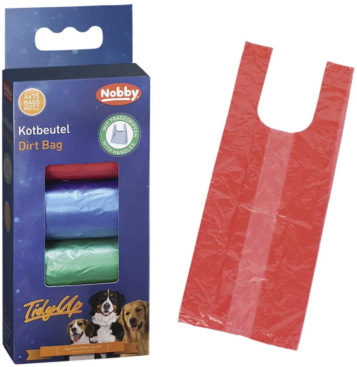 TidyUp poepzakjes met handvat 4 rollen a 15 stuks de Nobby – photo produit