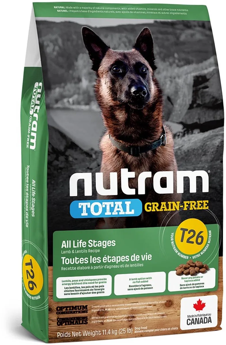 Grain Free Lamb & Lentils Dog T26 2kg de Nutram – photo produit
