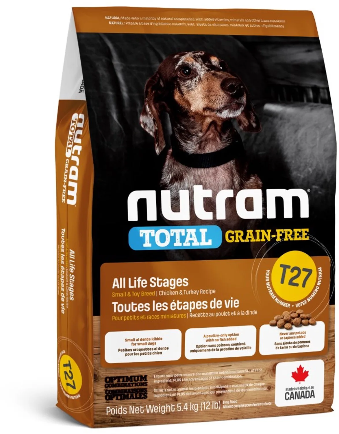 Grain Free Small Breed Turkey & Chicken T27 5,4kg fra Nutram – produktbillede