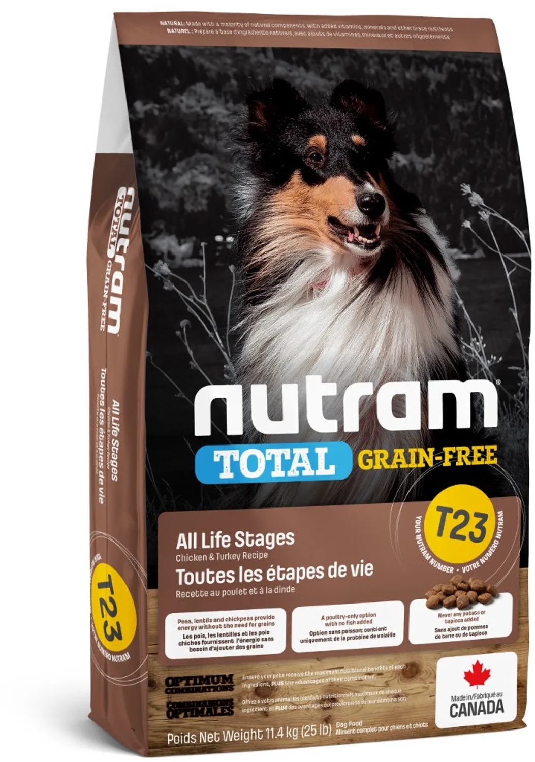 Grain Free Turkey & Chicken Dog T23 11,4kg fra Nutram – produktbillede