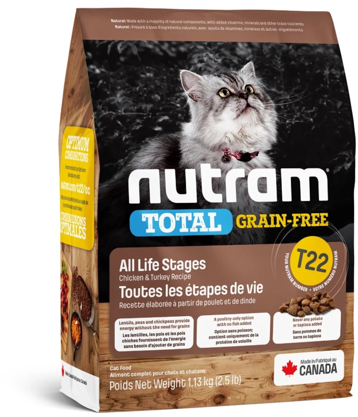 Grain Free Turkey & Chicken T22 1,13kg de Nutram – photo produit
