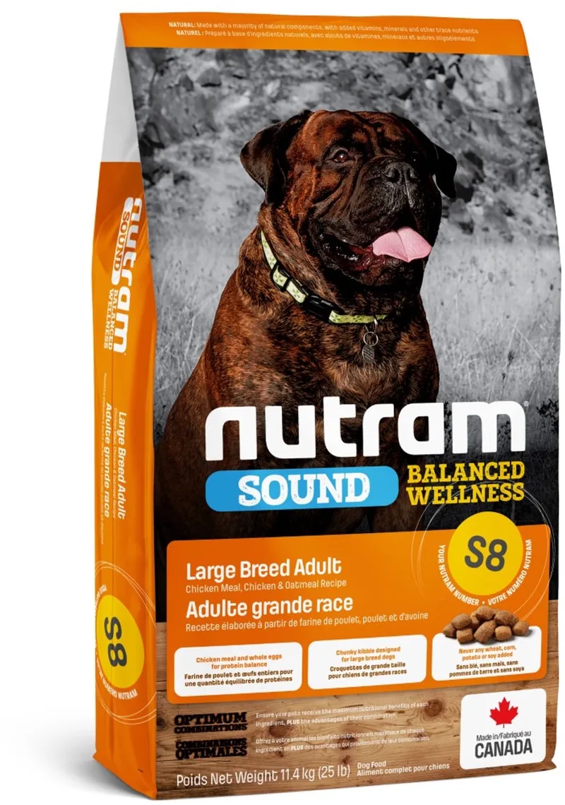 hondenvoer Adult Large Breed S8 11,4 kg - Hond de Nutram – photo produit