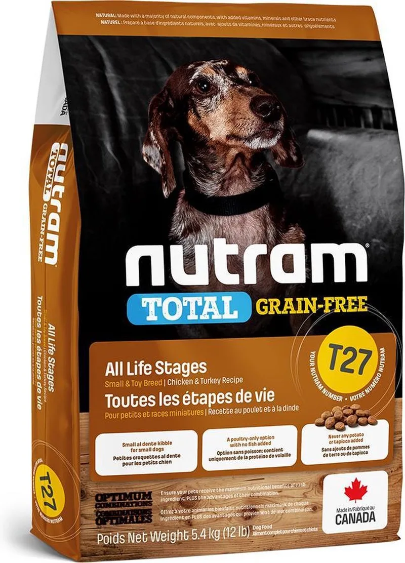 hondenvoer Graanvrij Mini Kalkoen & Kip T27 5,4 kg - Hond von Nutram – Produktfoto