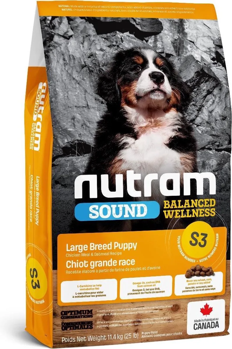 hondenvoer Puppy Large Breed S3 11,4 kg - Hond de Nutram – photo produit