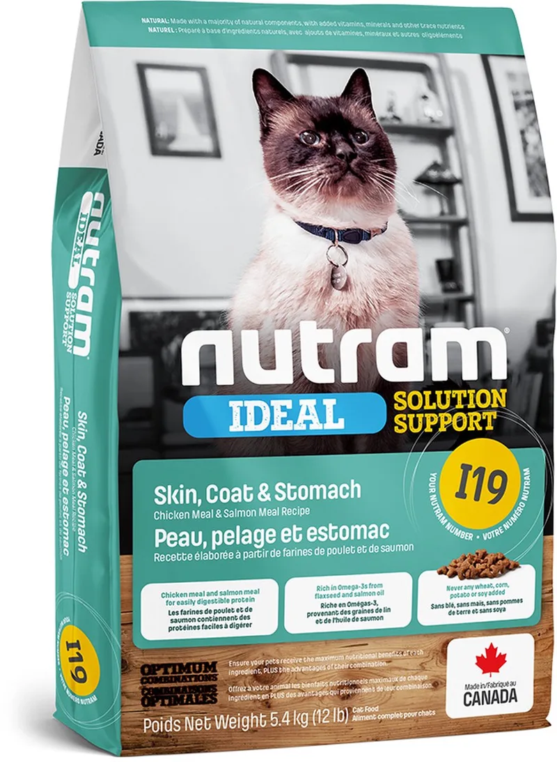 I19 Ideal Solution Support Skin, Coat & Stomach Cat Food 1.13kg by Nutram – product photo