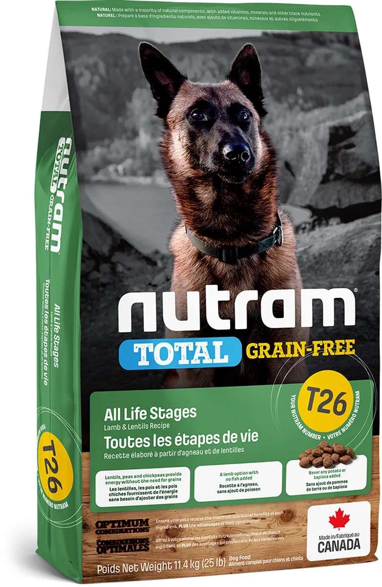 T26 Total Grain-Free Lamb & Lentils Dog Food 2kg von Nutram – Produktfoto