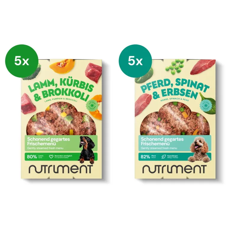 Frischemenü Lamm & Pferd 10x400g - Sensitiv Hundefutter Probierpaket van Nutriment in Regular – productfoto