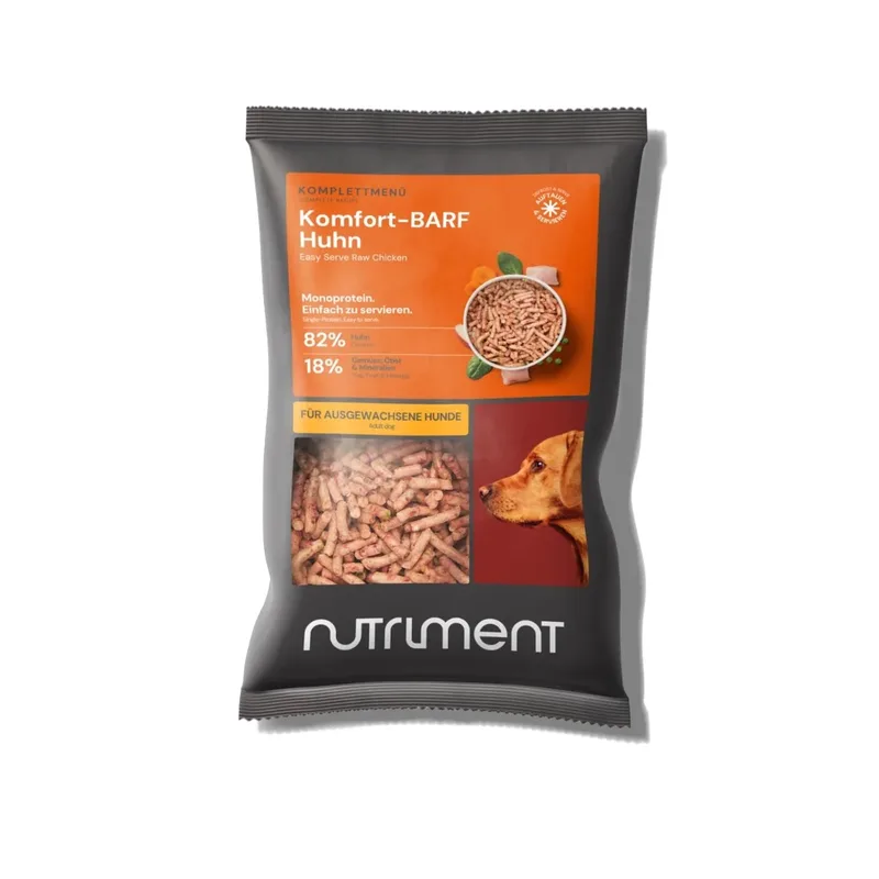 Komfort-BARF Menü Huhn, Spinat & Erbsen 1000 g | Roh, getreidefrei, ausgewogen | Für Hunde | Hundefutter | haustierkost fra Nutriment – produktbillede