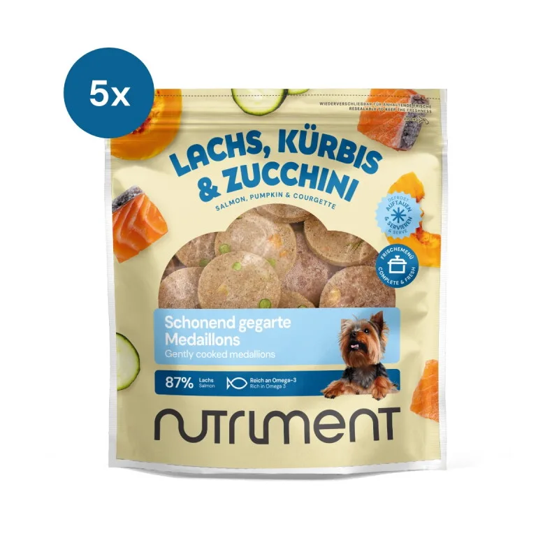Medaillons Lachs, Kürbis & Zucchini – Frischemenü Hundefutter by Nutriment in Regular – product photo