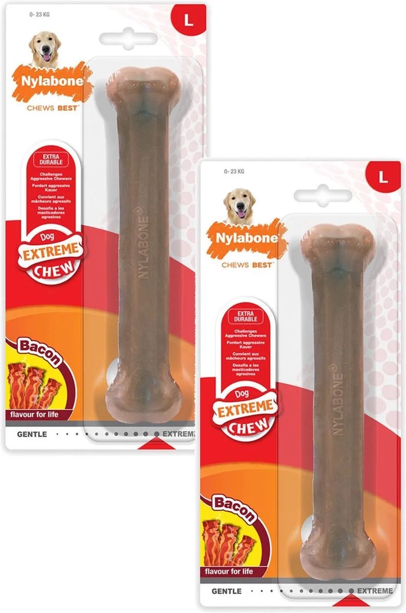 Durable Bone Bacon Bacon - Hondenspeelgoed - 2 x Giant de Nylabone en Marron – photo produit