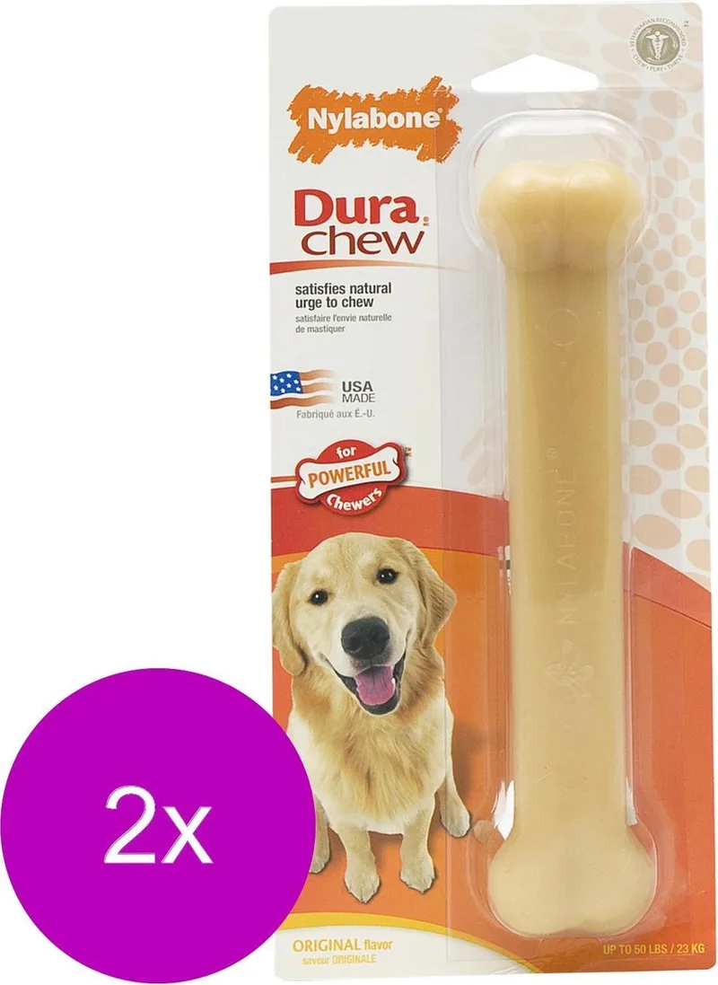 Durachew Bone Giant L - Hondenspeelgoed - 2 x von Nylabone in Beige – Produktfoto