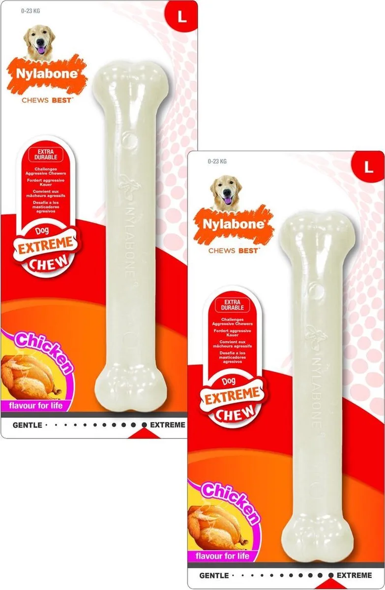 Durachew Bone Giant L - Hondenspeelgoed - 2 x von Nylabone in Weiß – Produktfoto