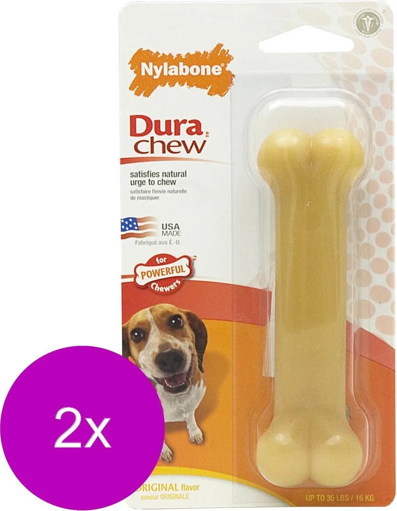 Durachew Bone Wolf M - Hondenspeelgoed - 2 x by Nylabone in Beige – product photo