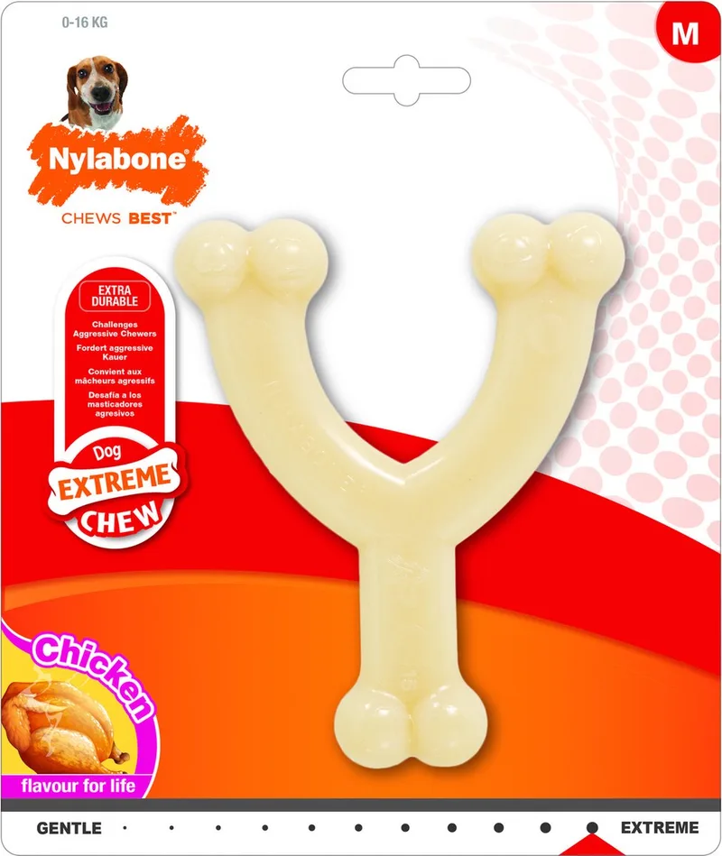 Durachew Wishbone Wolf - Hondenspeelgoed - 145x120x20 mm M de Nylabone en Beige – photo produit