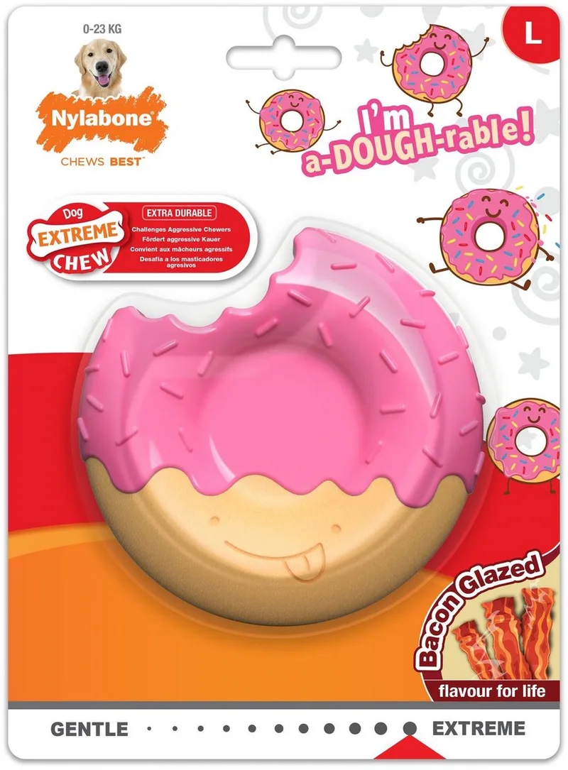 Extreme Chew Donut - Kauwspeelgoed - Bacon Large by Nylabone in Beige – product photo