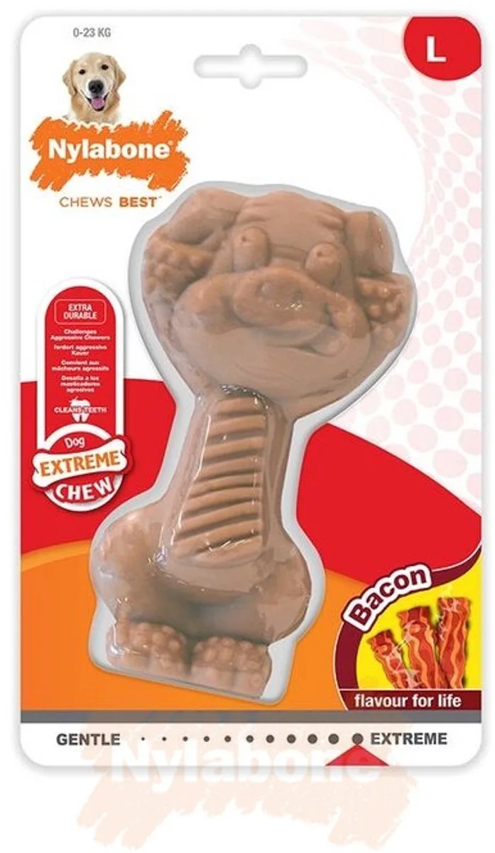 Extreme Chew Pig Bacon - Hondenspeelgoed - Large Voor Honden Tot 23kg de Nylabone en Multicolore – photo produit