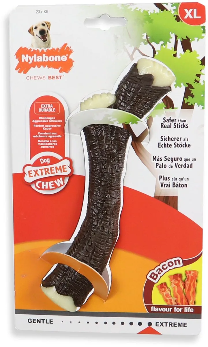 Extreme kauwbot - Nylon Houten stok met baconsmaak - Voor de Krachtigste Kauwers - In Medium of Extra Large - X-Large by Nylabone in Multicolour – product photo