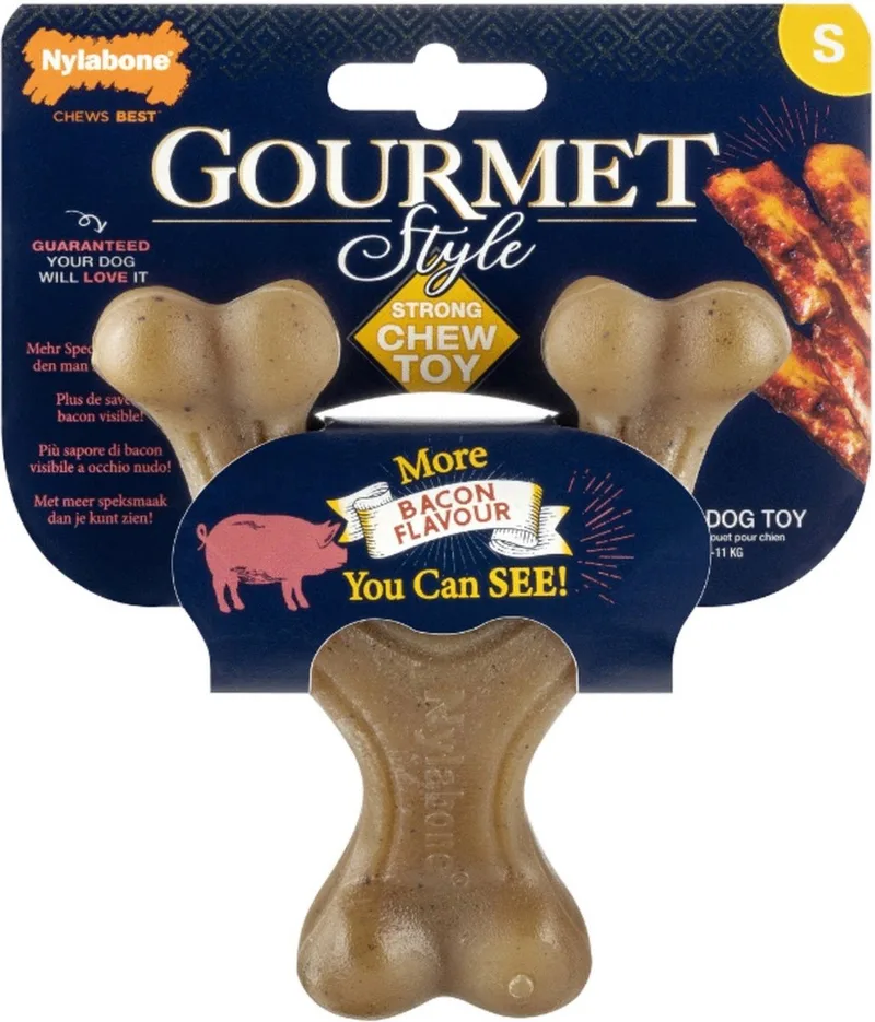 Gourmet Wishbone Bacon - Hondenspeelgoed - Small van Nylabone – productfoto
